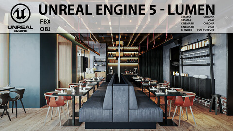European nostalgic restaurant 07B for Unreal Engine