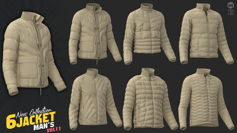 6 models of man's jacketl vol11 / marvelous & clo3d / OBJ / FBX