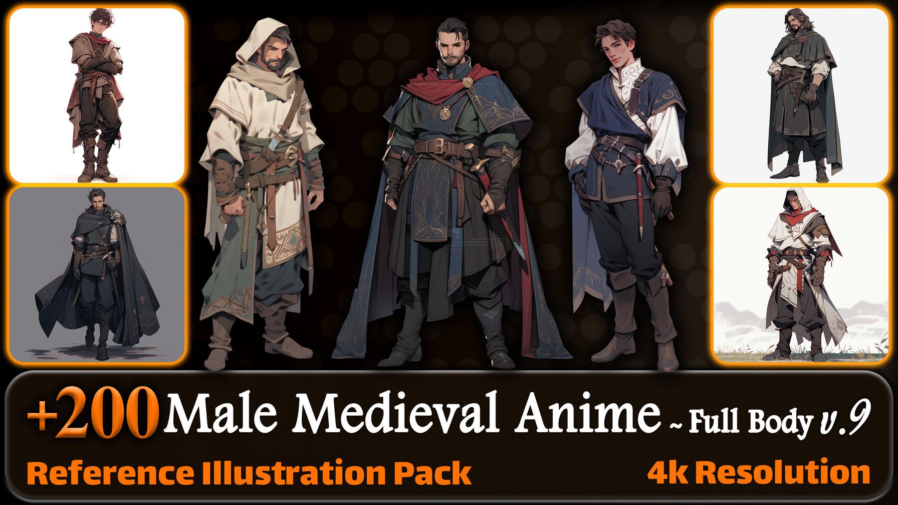 Amelie Anime - 200 Male Medieval Anime (Full Body) Reference Pack | 4K ...