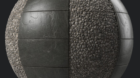 Tile Materials 38- Slate Stone Tiling By Gravel | Sbsar Pbr 4k Seamless