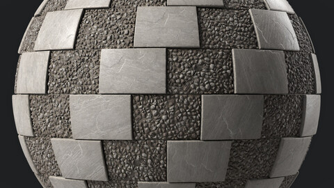 Tile Materials 39- Slate Stone Tiling By Gravel | Sbsar Pbr 4k Seamless