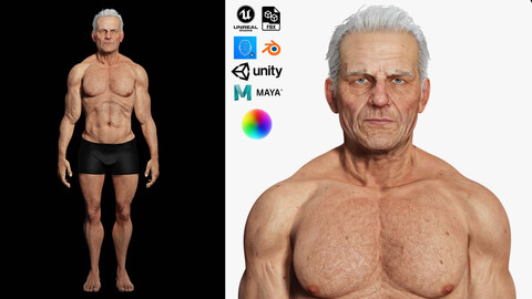 Realistic Old Man Low-poly