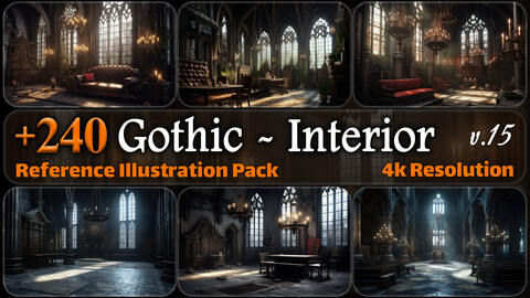 240 Gothic Environment - Interior Reference Pack | 4K | v.15