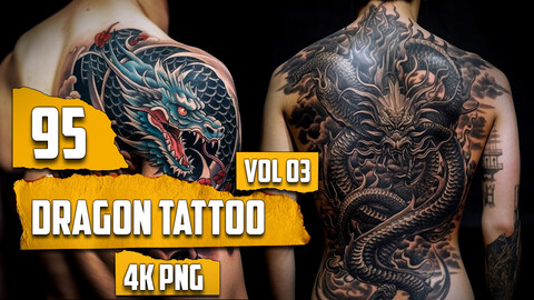 95 Dragon Tattoo (PNG Files-Transparent)-4k - Vol 03