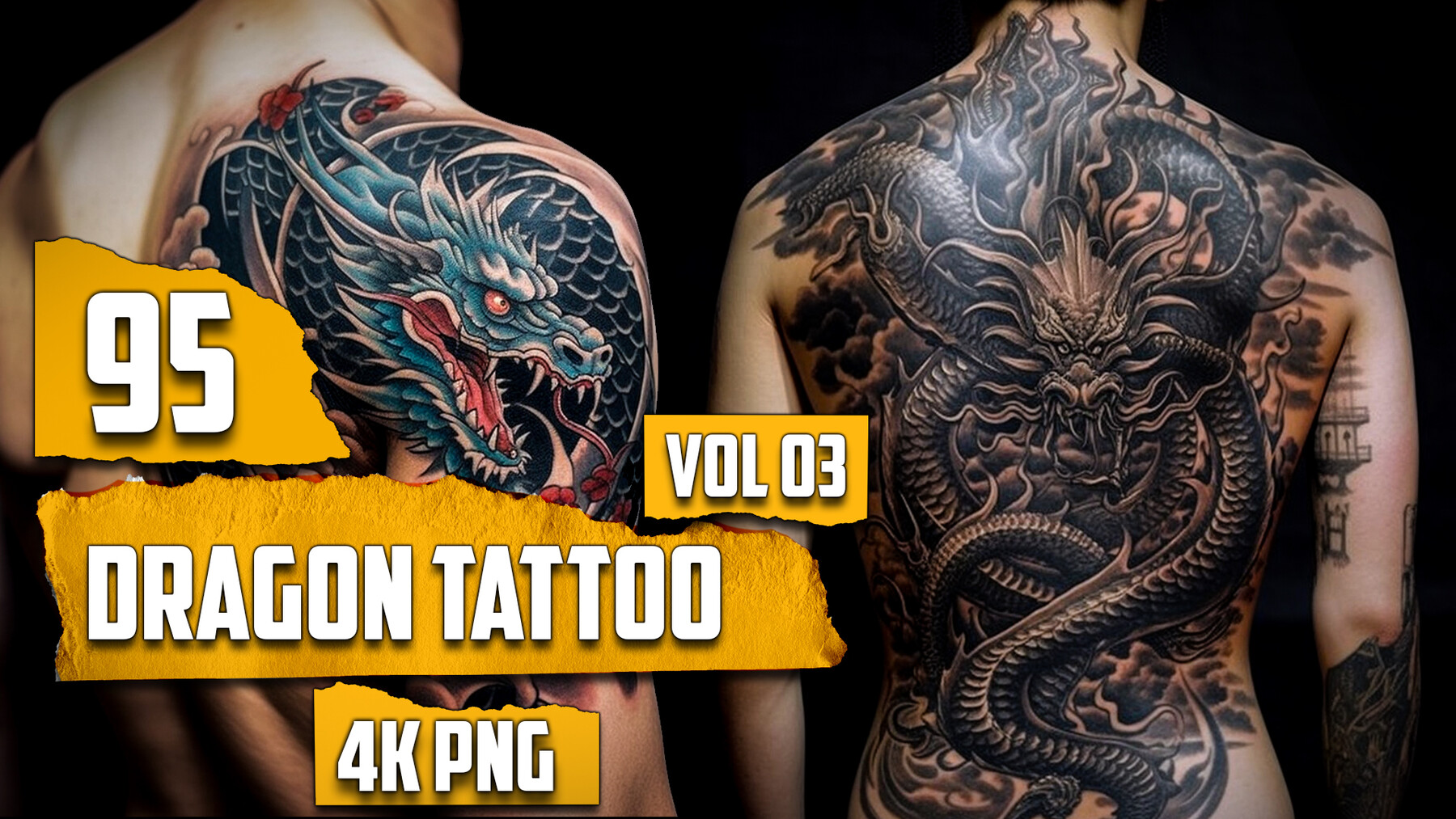 Dragon Tattoo Pack  Semi-Permanent Tattoo - Not a Tattoo