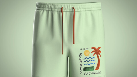 Men's Shorts Pant-Painterly Scenic