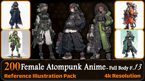 200 Female Atompunk Anime (Full Body) Reference Pack | 4K | v.13