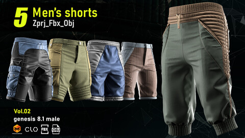 5 men's short_MD/CLO3D (zprj)+obj,fbx