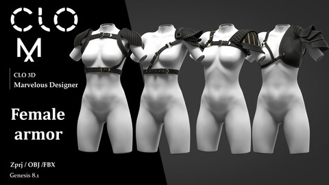 Female armor/ Marvelous Designer/Clo3D project file + OBJ