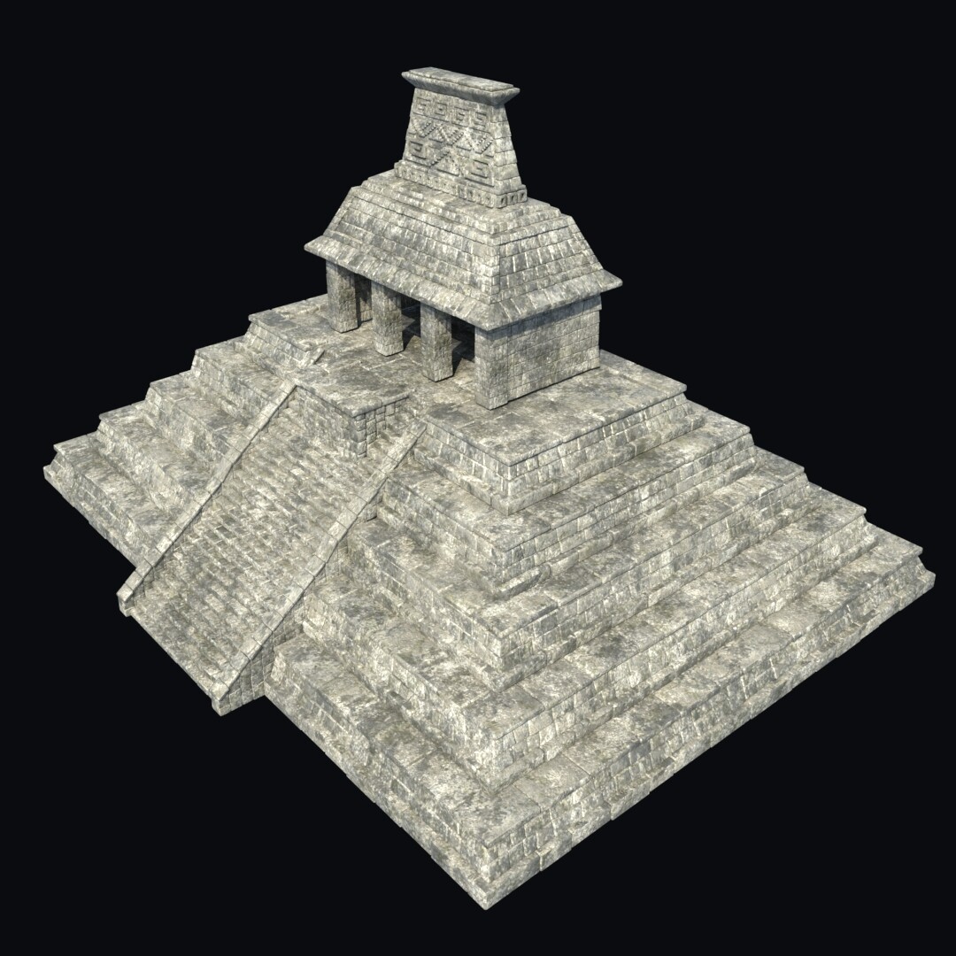 Artstation - Temple Ancient Aztec Mayan Inca Stone Platform Stairs 