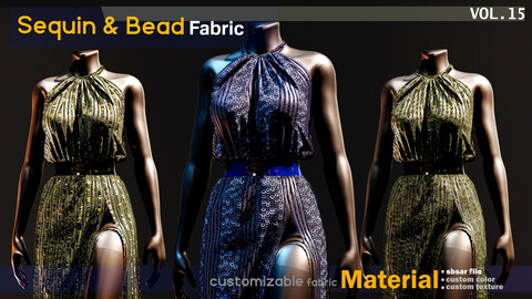 Sequin & Beaded fabric Material -SBSAR -custom color -custom fabric -4K -VOL 15