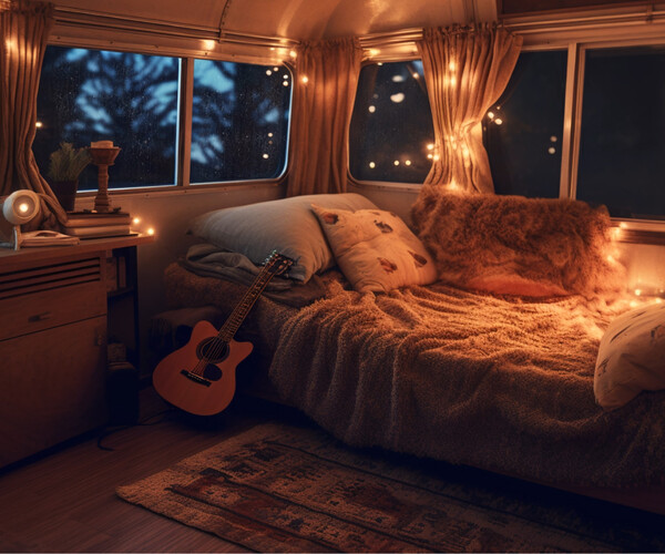 ArtStation - A cozy room in a trailer | Artworks