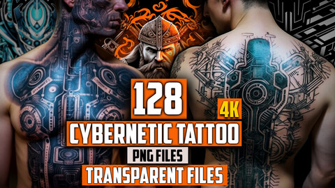 128 Cybernetic Tattoo (PNG Files & Transparent Files)-4k - Vol 01