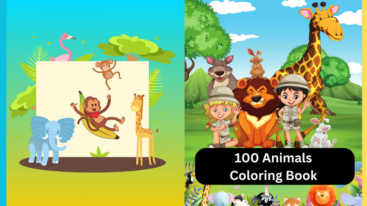 ArtStation - 100 animals coloring book: cute animals coloring book ...