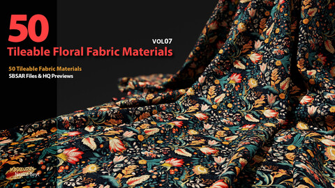 50 Tileable Floral Fabric Materials-VOL07. SBSAR.