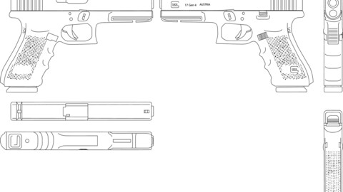 ArtStation - GLOCK 17 9MM Gen 4 line art vector file Black white vector ...