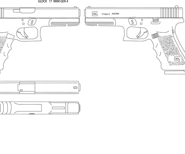 ArtStation - GLOCK 17 9MM Gen 4 line art vector file Black white vector ...