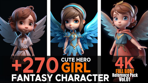 +270  Cute Hero Girl (Fantasy Character) Vol.01 | 4K | Reference Pack