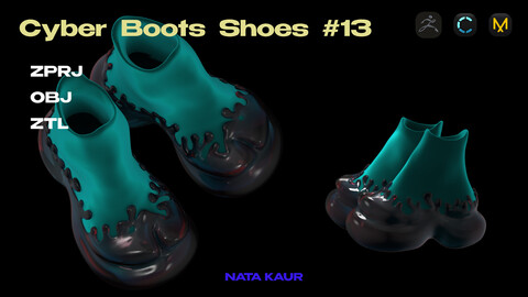 Cyber Shoes Boots Sneakers/ Clo 3d/ Marvelous Designer/ ZBrush+OBJ/ Digital Fashion