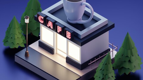 Cafe Time 3D Illustration Artwork