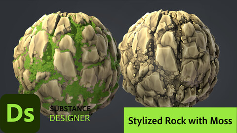 Stylized Rock with Moss