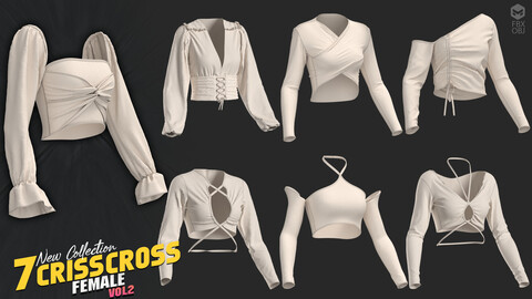 7 models of female's crisscross vo2 / marvelous & clo3d / OBJ / FBX