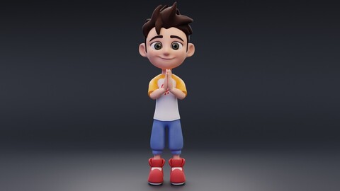 Cartoon boy Rigged 3D model