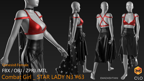 Combat Girl _ STAR LADY N3 #63 _ MarvelousDesigner/CLO Project Files+fbx+obj+mtl _ Genesis8Female