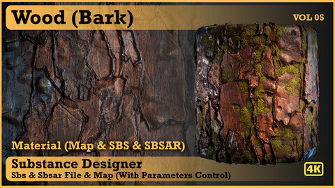 Wood Bark Material - VOL 05 - Maps & SBS & SBsar