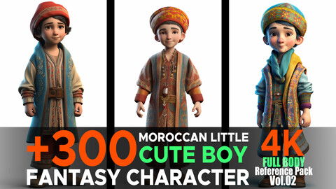 +300 Little Cute Moroccan Boy (Fantasy Character) Vol.02 | 4K | Reference pack