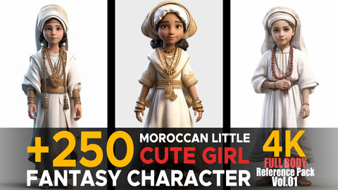 +250 Little Cute Moroccan Girl (Fantasy Character) Vol.01 | 4K | Reference pack