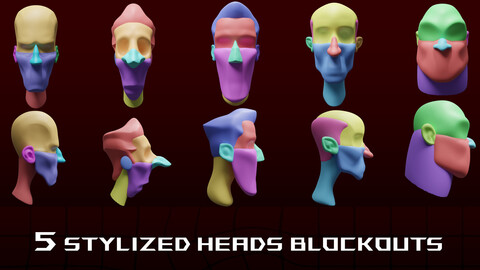 5 Stylized Heads Blockouts V1