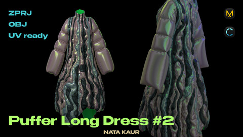 Long Puffer Jacket Dress #2/ Clo 3d/ Marvelous Designer+OBJ File/ Digital Fashion /Streetwear