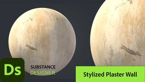 Stylized Plaster Wall with Dirt Damage and Leaks