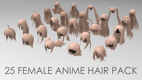 25 female anime hair pack 1