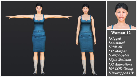 Woman 12 With 52 Animations 32 Morphs