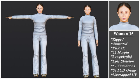 Woman 15 With 52 Animations 32 Morphs