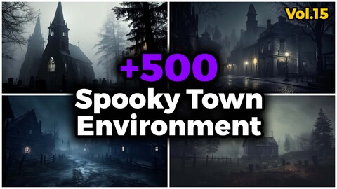 +500 Spooky Town Environment Concept (4k)