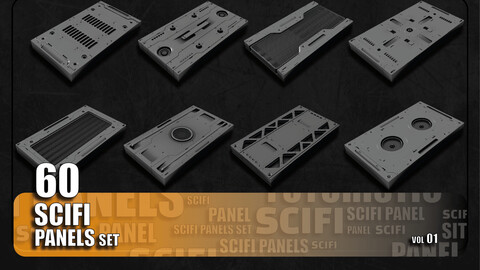 60 + scifi panels set / kitbash panels pack/vol 01