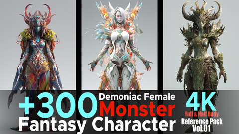 +300 Demoniac Female Monster (Fantasy Character) Vol.01 | 4K | Reference Pack