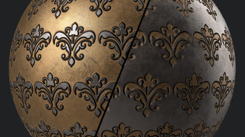 Metal Materials 41- Ornament Metal panel | Sbsar Pbr 4k Seamless