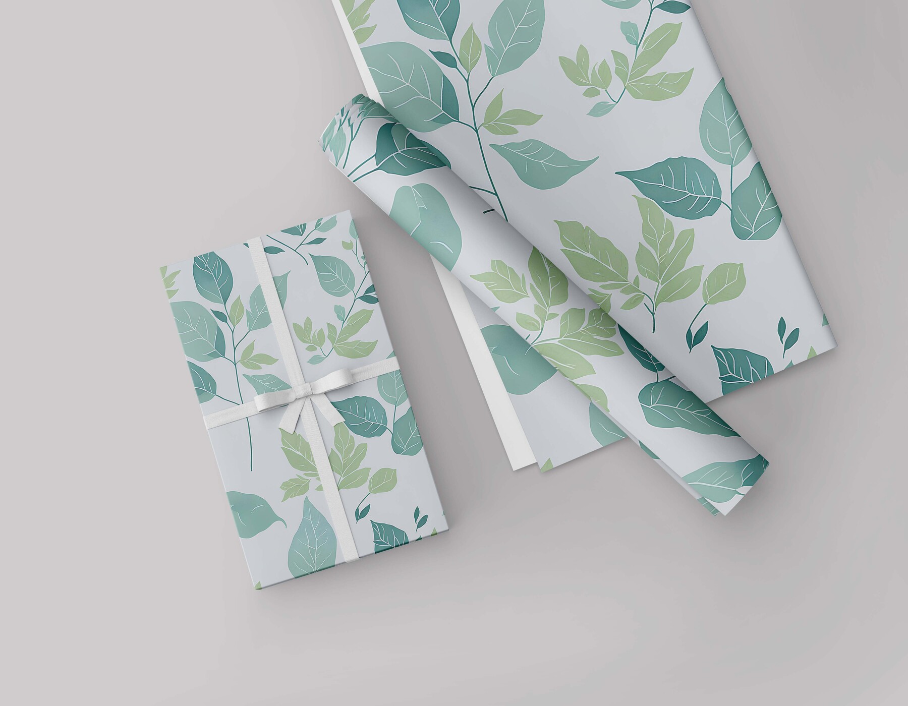 Sage Green Floral Wrapping Paper