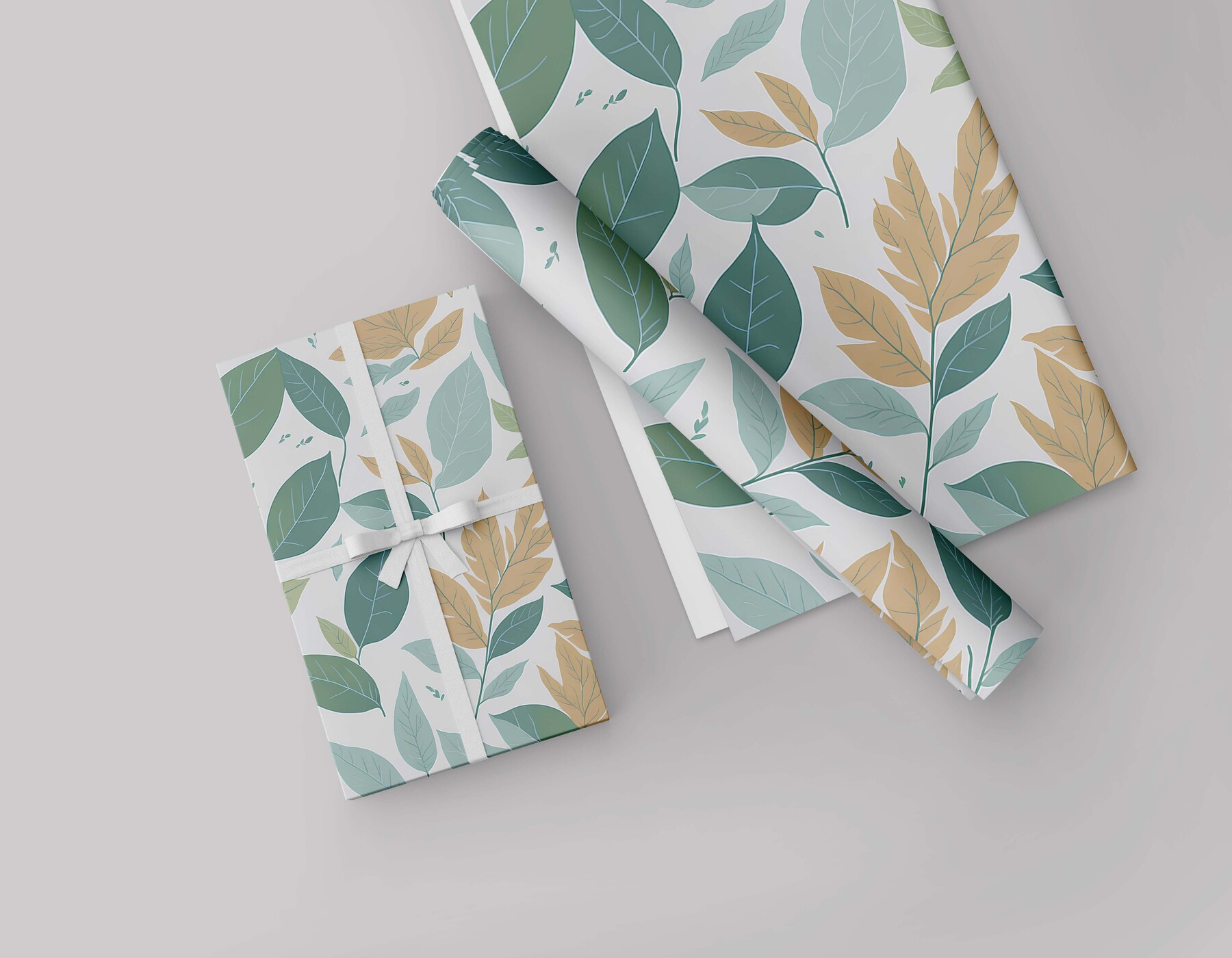 Botanical Greenery Foliage Leaves Pattern Aesthetic Wrapping Paper