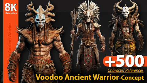 +500 Voodoo Ancient Warrior Clothes. Character References, 8K Resolution