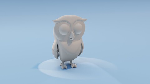Cartoon Owl Animated and Rigged Base Mesh 3D Model