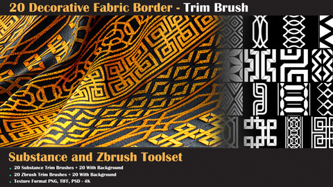 Decorative Fabric Border - Trim Brush for Substance and ZBrush