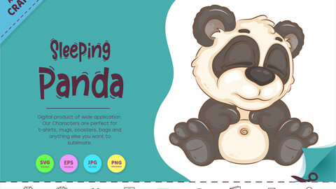 Cartoon Sleeping Panda. Clipart.