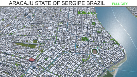 Aracaju city State of Sergipe Brazil 3d model 40km