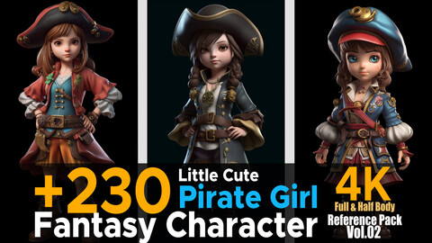 +230 Little Cute Pirate Girl (Fantasy Character) Vol.02 | 4K | Reference Pack