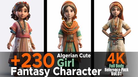 +230 Algerian Little Cute Girl (Fantasy Character) Vol.01 | 4K | Reference Pack